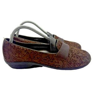DANSKO Oksana Women's EUR 39 US 8.5/ 9 Brown Leather Floral Print Clogs Shoes